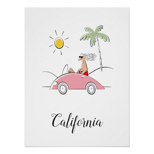 Grappige humoristische california dame Fancy auto Perfect Poster (Voorkant)