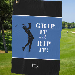 Grappige Humoristische Dames Golf Greep Rip Blauw  Golfhanddoek