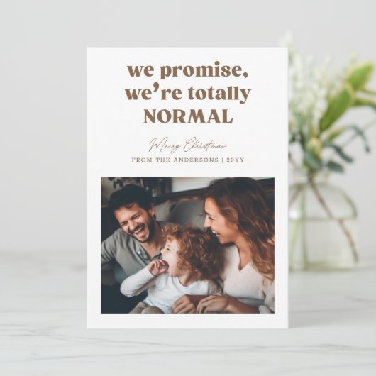 Grappige humoristische familiefoto Kerstmis Feestdagenkaart (Staand voorkant)