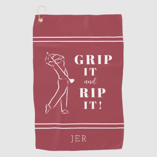 Grappige Humoristische Golf Grip Rip Heren Pro Cus Golfhanddoek (Voorkant)