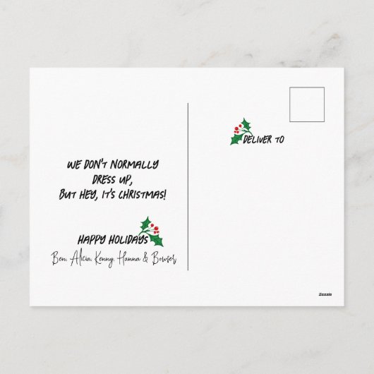 Grappige humoristische kerstvakantie familie feestdagenkaart (Achterkant)