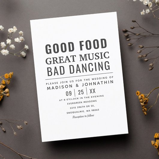 Grappige humoristische moderne zwart-wit bruiloft kaart