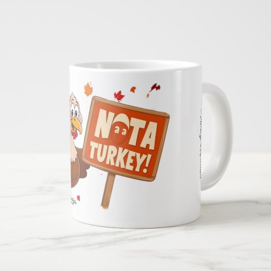 Grappige humoristische Schattigee Thanksgiving Tur Grote Koffiekop (Voorkant rechts)
