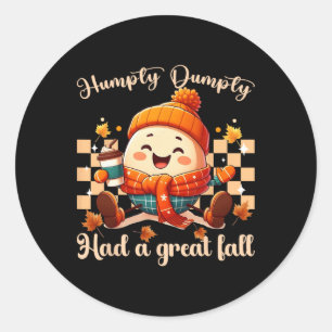 Grappige Humpty Dumpty Had Een Grote Herfst Mannen Ronde Sticker