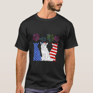 Grappige Husky 4 juli Husky Amerikaanse Vlag A T-shirt