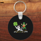 Grappige Husky Clover St Patricks Day Vrouwen Mann Sleutelhanger (Voorkant)