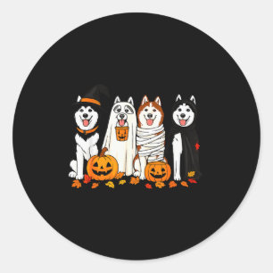 Grappige Husky Geest Honden Halloween Hond Soky Ronde Sticker