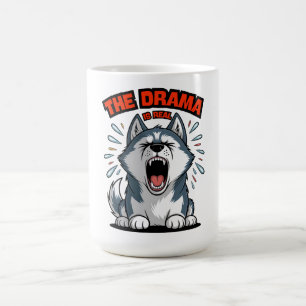 Grappige Husky "Het drama is echt" schreeuwende ho Koffiemok