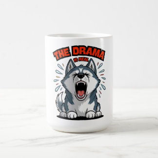 Grappige Husky "Het drama is echt" schreeuwende ho Koffiemok