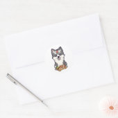 Grappige husky hond is een sushi chef ronde sticker (Envelop)