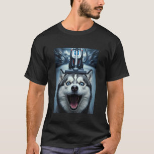 Grappige Husky-hond Selfie met Stofzuiger Jacht Me T-shirt