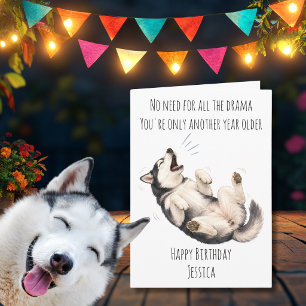 Grappige Husky-hond Verjaardagskaart Kaart