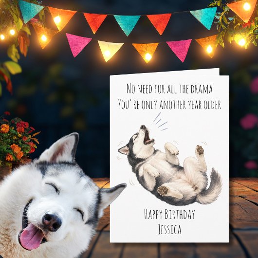Grappige Husky-hond Verjaardagskaart Kaart