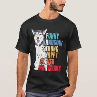 Grappige Husky Vader Husky Knappe Sterke Vaderdag T-shirt