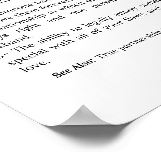 Grappige huwelijk definitie typografie citaat poster (Hoek)