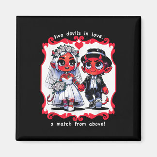 Grappige Huwelijk_ Duivel-bruid En Duivel-bruidego Magneet