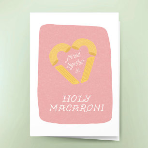 Grappige huwelijksheilige macaronipunnige felicita kaart