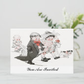 grappige huwelijksuitnodiging kaart (Staand voorkant)