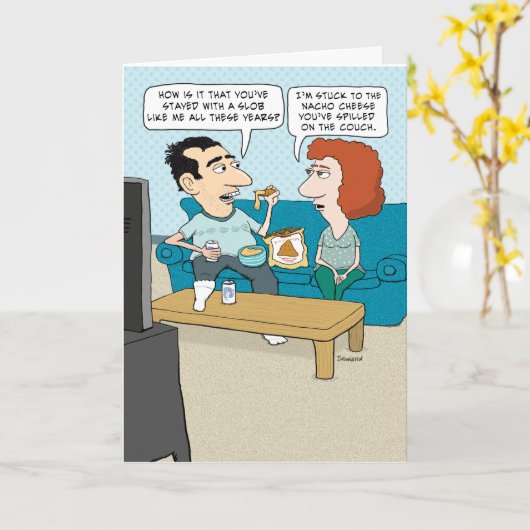 Grappige Huwelijksverjaardagskaart: Blijven Hangen Kaart (Gele Bloem)