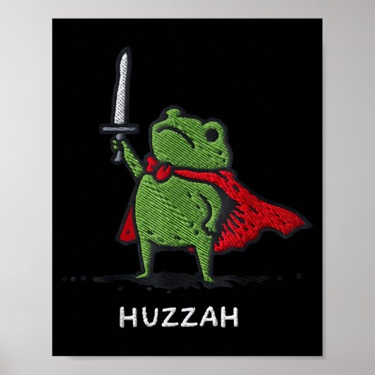 Grappige Huzzah Kikker Ridder Zwaard Meme Poster (Voorkant)