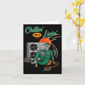 Grappige Hvac-tech Skelet Chillin Voor De Kost Kaart (Gele Bloem)