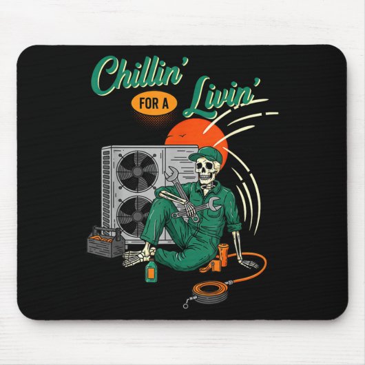 Grappige Hvac Tech Skelet Chillin Voor Een Leven Muismat (Voorkant)