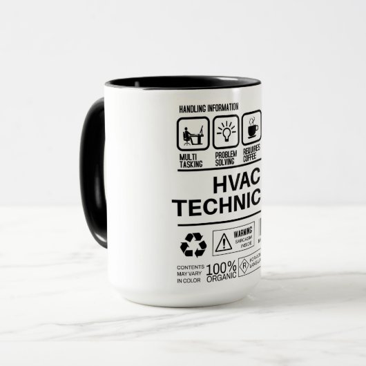 Grappige HVAC-technicus die informatie behandelt Mok (Voorkant links)