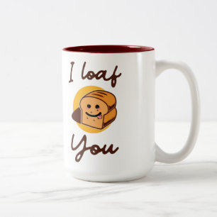 Grappige “I Loaf You” Brood Pun Kunst – Schattig V Tweekleurige Koffiemok
