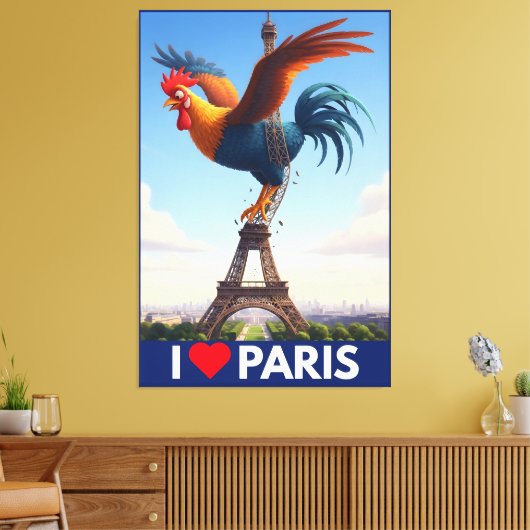 Grappige 'I Love Paris' Canvas Afdruk (Insitu (Woonkamer))