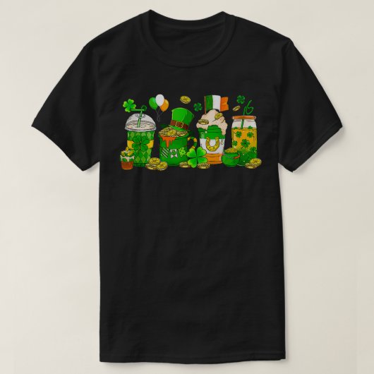 Grappige Iced Coffee Latte Cups Shamrocks St Patri T-shirt (Design voorkant)