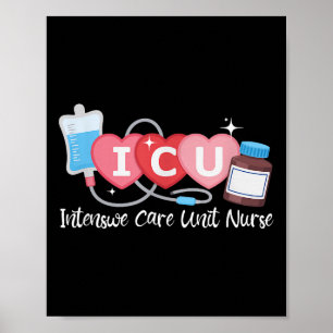 Grappige icu-verpleegkundige intensive care unit v poster