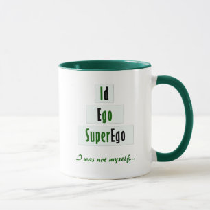 Grappige ID, Ego en Superego Theorie, Groen en Zwa Mok