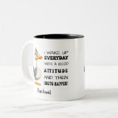 Grappige "Idiots Happen" Angry Duck Gepersonalisee Tweekleurige Koffiemok (Voorkant links)