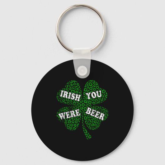 Grappige Ierse bier klavertje luipaard St.Patricks Sleutelhanger (Voorkant)
