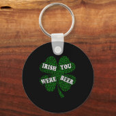Grappige Ierse bier klavertje luipaard St.Patricks Sleutelhanger (Voorkant)