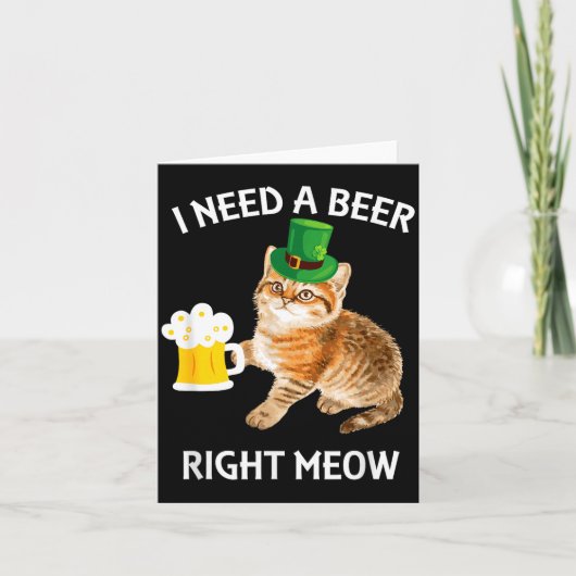Grappige Ierse Bierkat St. Patrick's Dag Drinken M Kaart (Voorkant)