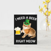 Grappige Ierse Bierkat St. Patrick's Dag Drinken M Kaart (Gele Bloem)