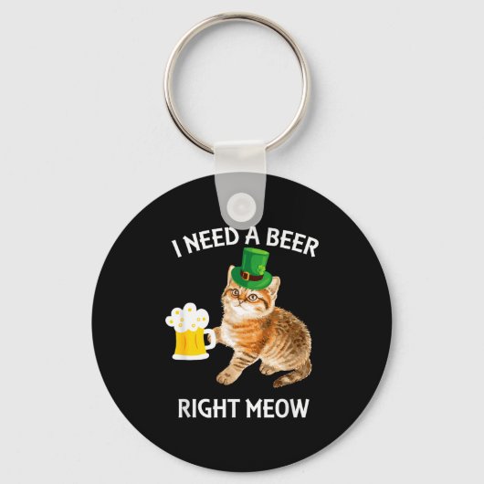 Grappige Ierse Bierkat St. Patrick's Dag Drinken M Sleutelhanger (Voorkant)