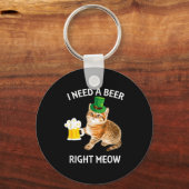 Grappige Ierse Bierkat St. Patrick's Dag Drinken M Sleutelhanger (Voorkant)