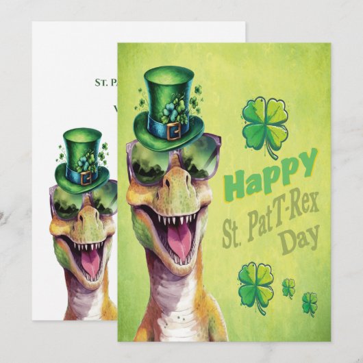 Grappige Ierse dinosaurus kabouter St Patricks Day Feestdagenkaart (Voorkant / Achterkant)