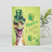 Grappige Ierse dinosaurus kabouter St Patricks Day Feestdagenkaart (Staand voorkant)