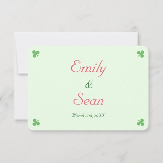Grappige Ierse groene trouw-RSVP uitnodigingskaart RSVP Kaartje (Achterkant)