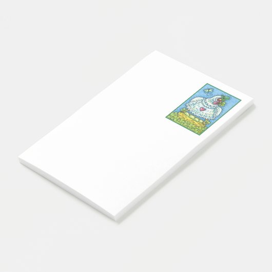 GRAPPIGE IERSE HEN, GROENE EIEREN EN KLAVERTJE VIE POST-IT® NOTES (Schuin)