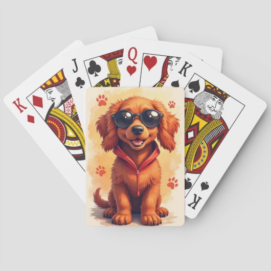 Grappige Ierse Rode Setter Kawaii Hond Pokerkaarten (Achterkant)