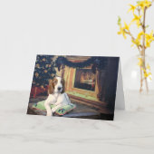 Grappige Ierse Rood en Wit Setter Vakantie Kaart (Gele Bloem)