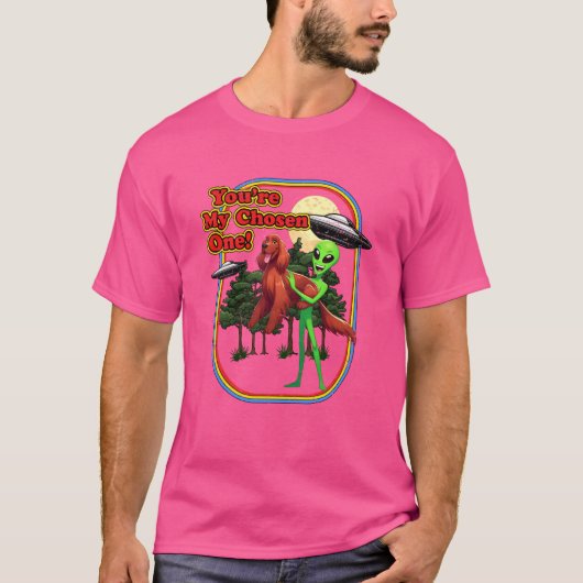 Grappige Ierse Setter Alien Je bent Uitverkoren Ee T-shirt (Voorkant)