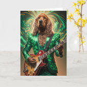 Grappige Ierse Setter Rockster Kaart (Gele Bloem)
