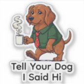 Grappige Ierse Setter Spaniel Zakelijke Pak Koffie Sticker (Voorkant)
