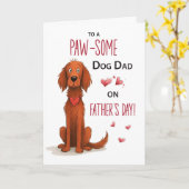 Grappige Ierse Setter Vaderdag van de hond Kaart (Gele Bloem)