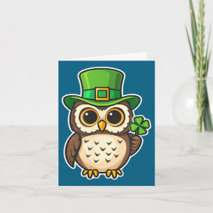 Grappige Ierse uil St. Patrick's Day geluksbrenger Kaart